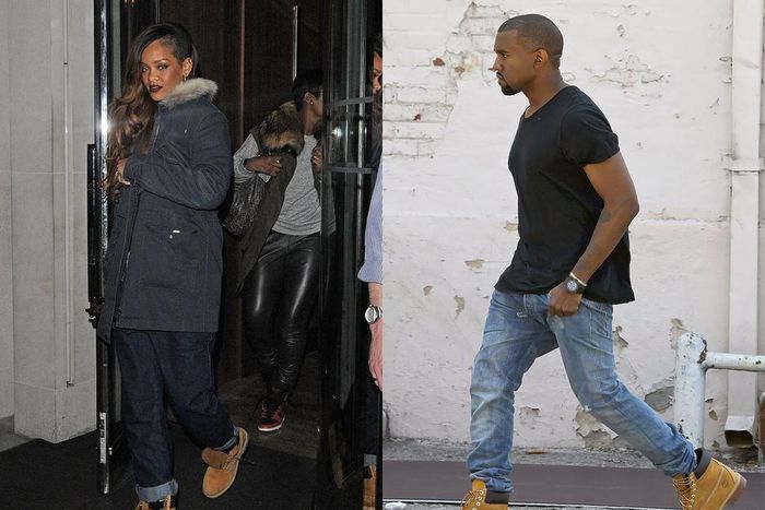 Rihanna and Kanye West wearing Timberlands
