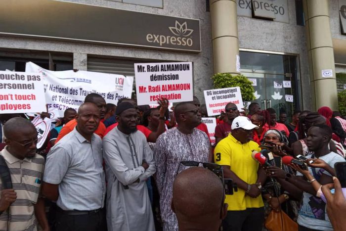Point de Presse des travailleurs devant le siège d'Expresso - 23-08-2022