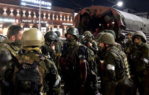 Wagner fighters in the Russian city of Rostov-on-Don during the June 2023 uprising led by Yevgeny Prigozhin.Arkady Budnitsky/Anadolu Agency via Getty Images