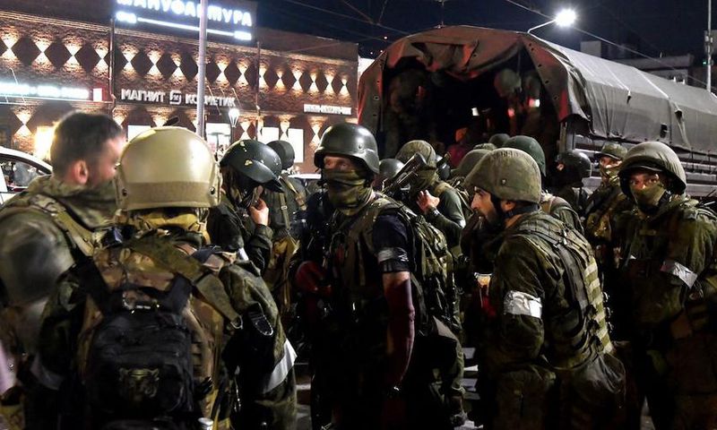Wagner fighters in the Russian city of Rostov-on-Don during the June 2023 uprising led by Yevgeny Prigozhin.Arkady Budnitsky/Anadolu Agency via Getty Images