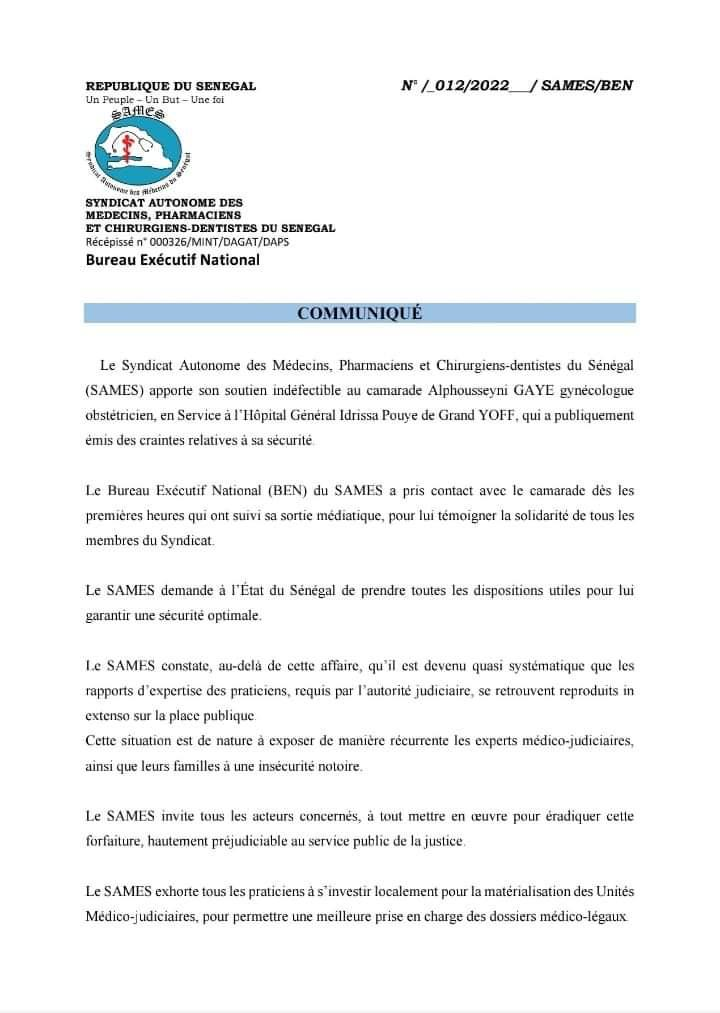 Communiqué Sames