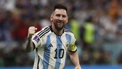Lionel Messi of Argentina celebrates at full time