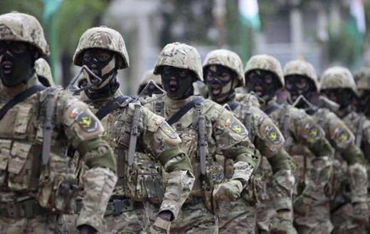 Forces spéciales de Côte d'Ivoire au cours d'un défilé militaire au palais présidentiel, durant la fête de l'indépendance Image d'archives