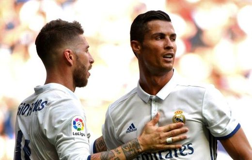 Sergio Ramos (left) and Cristiano Ronaldo in action for Real Madrid during a 2016 Spanish league match against Osasuna