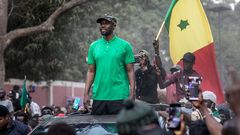 Ousmane Sonko, lors d’un meeting de l’opposition, le 24 mai 2023, à Ziguinchor, au Sénégal  AFP