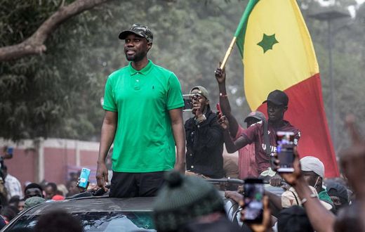 Ousmane Sonko, lors d’un meeting de l’opposition, le 24 mai 2023, à Ziguinchor, au Sénégal  AFP