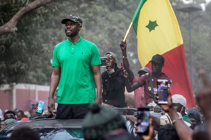 Ousmane Sonko, lors d’un meeting de l’opposition, le 24 mai 2023, à Ziguinchor, au Sénégal  AFP