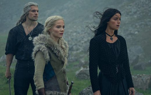 Henry Cavill, Freya Allan and Anya Chalotra in "The Witcher" season three.Susie Allnut / Netflix