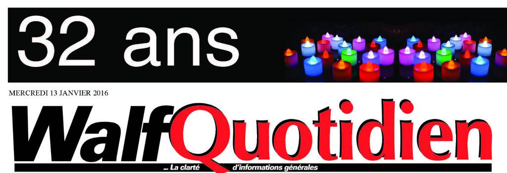 Le journal Walf Quotidien a fêté ses 32 ans d'existence le 13 janvier 2016. Le média a 39 ans aujourd'hui en 2023.