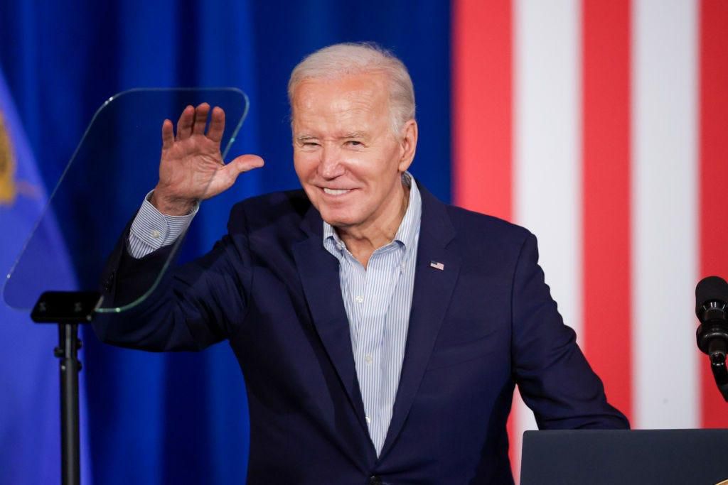 President Joe Biden smiles waves after speaking at Stupak Community Center on March 19, 2024, in Las Vegas.Ian Maule/Getty Images