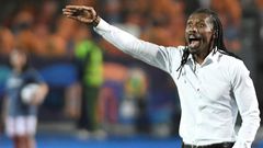 Senegal coach Aliou Cisse barks instructions during the 2019 Africa Cup of Nations final against winners Algeria in Cairo