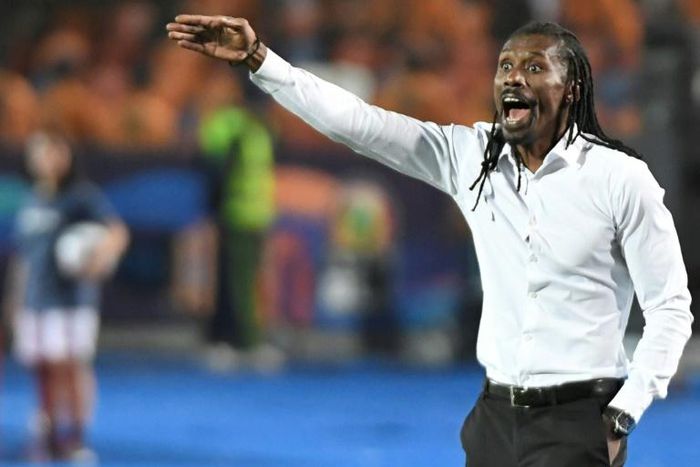 Senegal coach Aliou Cisse barks instructions during the 2019 Africa Cup of Nations final against winners Algeria in Cairo