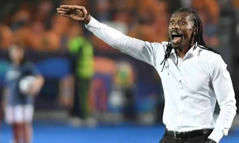 Senegal coach Aliou Cisse barks instructions during the 2019 Africa Cup of Nations final against winners Algeria in Cairo