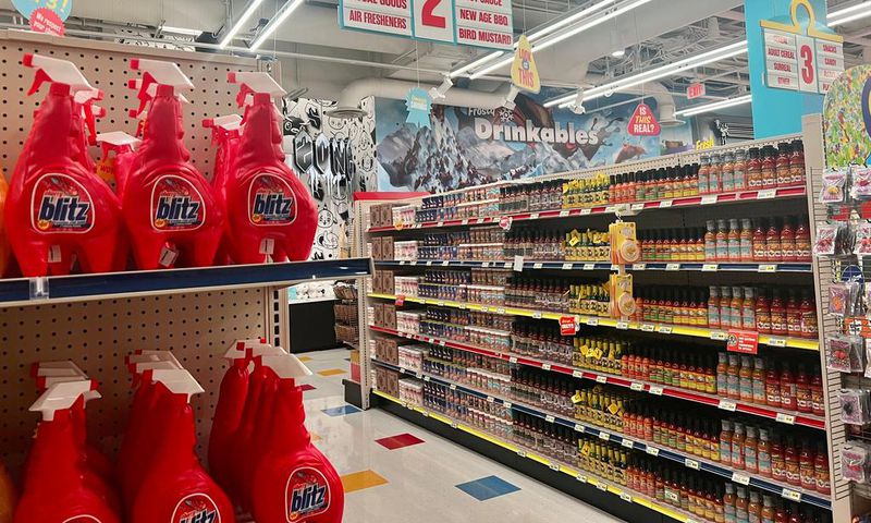 The interactive experience starts in a supermarket with aisles full of fake products like sauces, cereal, medicine, and canned soup.