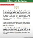 COMMUNIQUE GRACE PRESIDENTIELLE