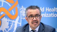 World Health Organization (WHO) Director-General Tedros Adhanom Ghebreyesus speaks during a press conference on December 20, 2021 at the WHO headquarters in Geneva.