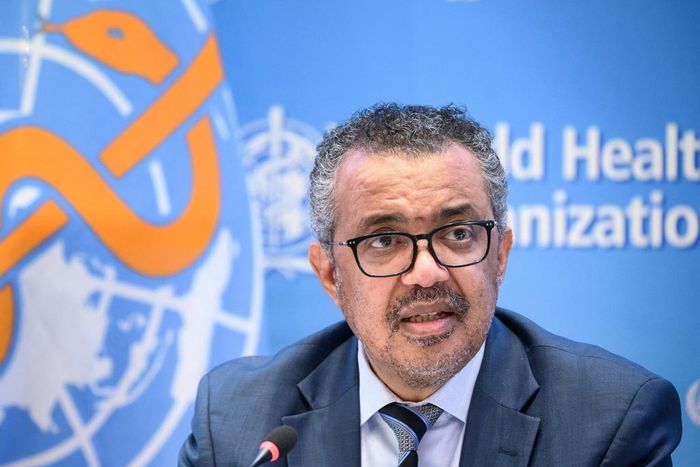 World Health Organization (WHO) Director-General Tedros Adhanom Ghebreyesus speaks during a press conference on December 20, 2021 at the WHO headquarters in Geneva.