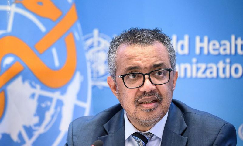 World Health Organization (WHO) Director-General Tedros Adhanom Ghebreyesus speaks during a press conference on December 20, 2021 at the WHO headquarters in Geneva.