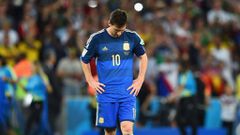 Lionel Messi après la défaite de l'Argentine en finale de la Coupe du monde 2014 contre l'Allemagne.