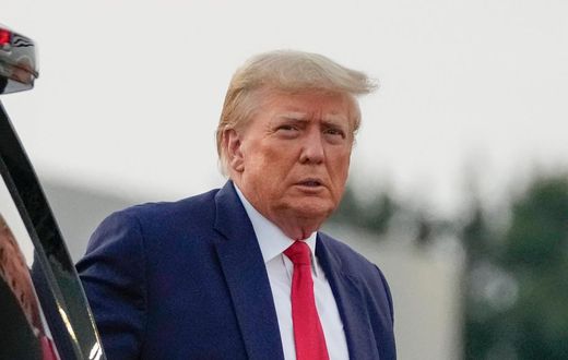 Former President Donald Trump following his booking in Fulton County jail.(AP Photo/Alex Brandon