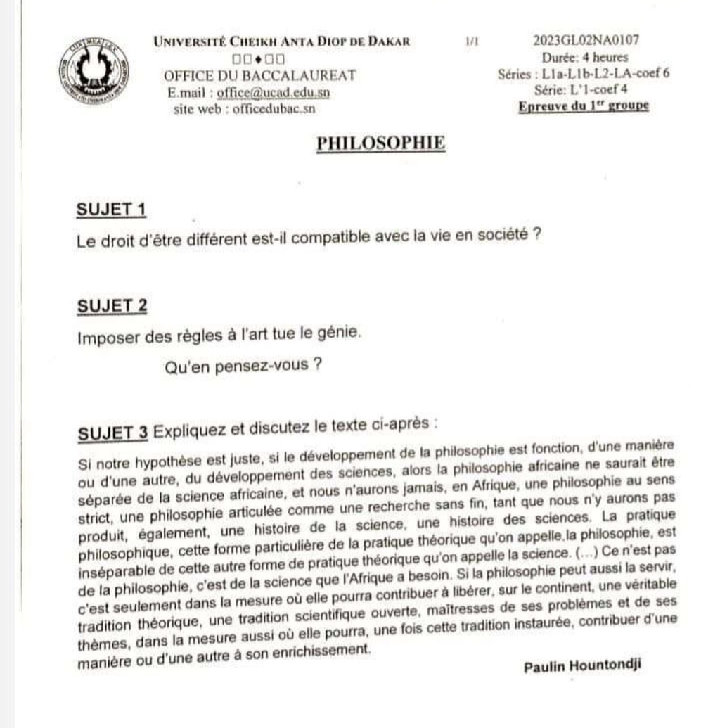 Philo Bac 2023 Serie L