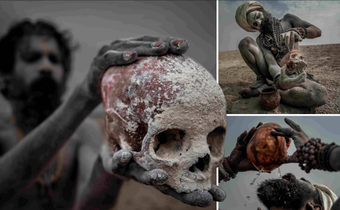The Aghori men drink from human skulls [TheUSSun]