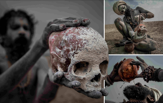 The Aghori men drink from human skulls [TheUSSun]