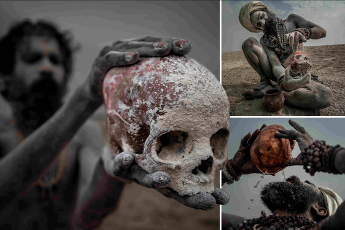 The Aghori men drink from human skulls [TheUSSun]