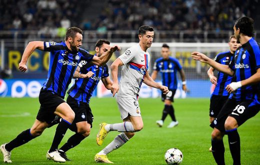 Robert Lewandowski lors d'Inter-Barca, le 12 octobre 2022