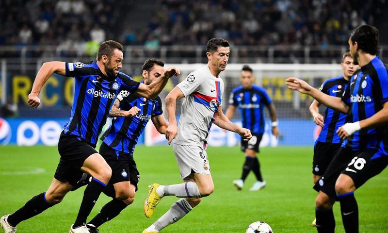 Robert Lewandowski lors d'Inter-Barca, le 12 octobre 2022