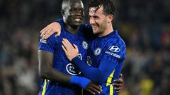 Chelsea defender Ben Chilwell embraces team-mate Malang Sarr
