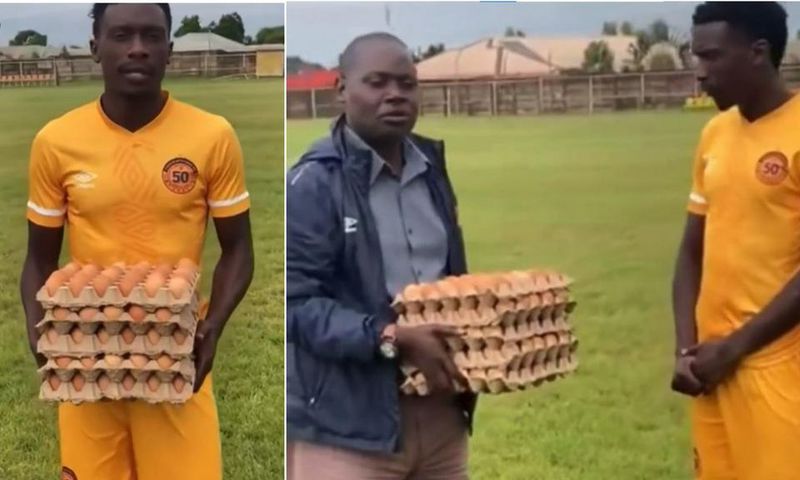 Zambian player receives 5 crates of eggs as Man of the match award