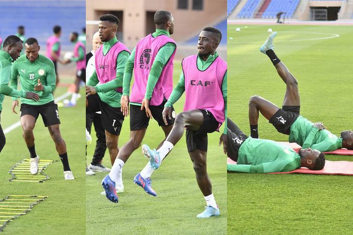 Les-Lions-du-Sénégal-lors-de-leur-première-séance-d'entraînement-à-Marrakech-en-prélude-du-choc-face-aux-Pharaons-d'Egypte,-le-21-mars-2022