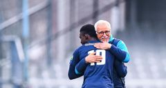 Nasser Larguet et Bamba Dieng avec l'OM en Coupe de France face à l'AJ Auxerre au Stade Abbe Deschamps, 2021