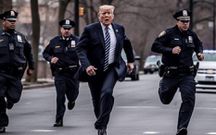 Cette image d'une arrestation fictive de l'ancien président américain Donald Trump a été générée par l'intelligence artificielle Midjourney. /DR