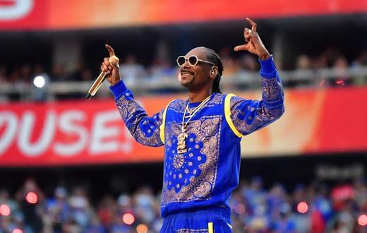 Snoop Dogg lors de sa prestation à la mi-temps du Super Bowl, au SoFi Stadium d'Inglewood, le 13 février 2022. - Frederic J. Brown - AFP