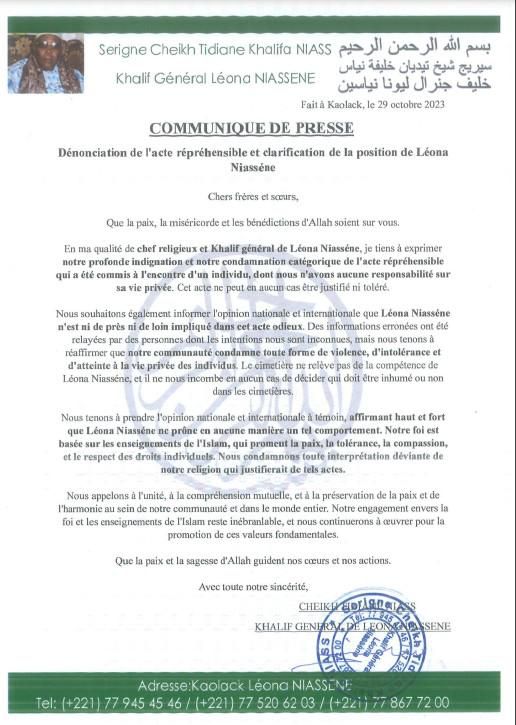 coomuniqué du khalife