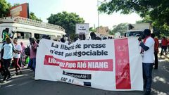 Manifestation de la Presse au Senegal pour la libération du journaliste Pape Alé Niang