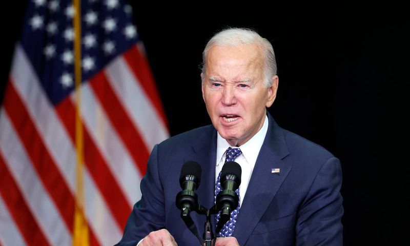 U.S. President Joe Biden speaks during the annual House Democrats 2024 Issues Conference on February 08, 2024 in Leesburg, Virginia.Anna Moneymaker/Getty Images