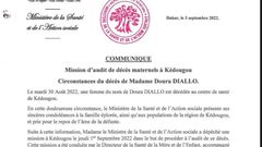 communiqué ministère de la santé