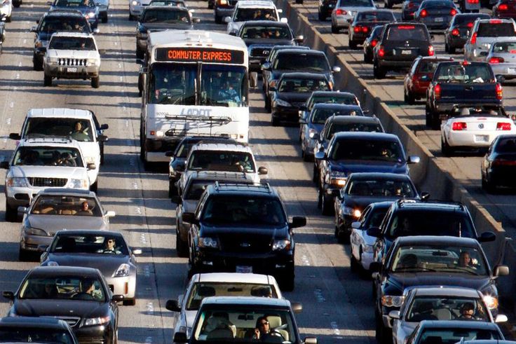 A major traffic jam in California.