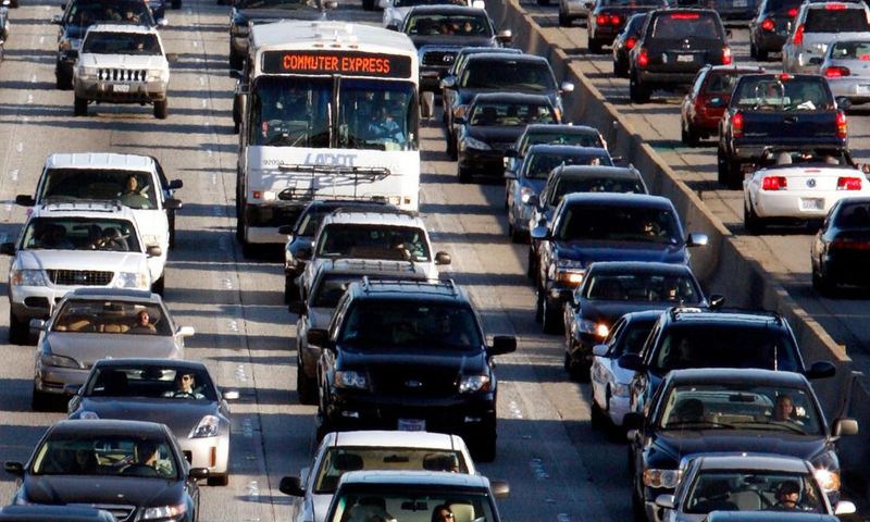 A major traffic jam in California.