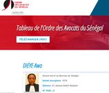 Capture d’écran du site de l'Ordre des Avocats du Sénégal