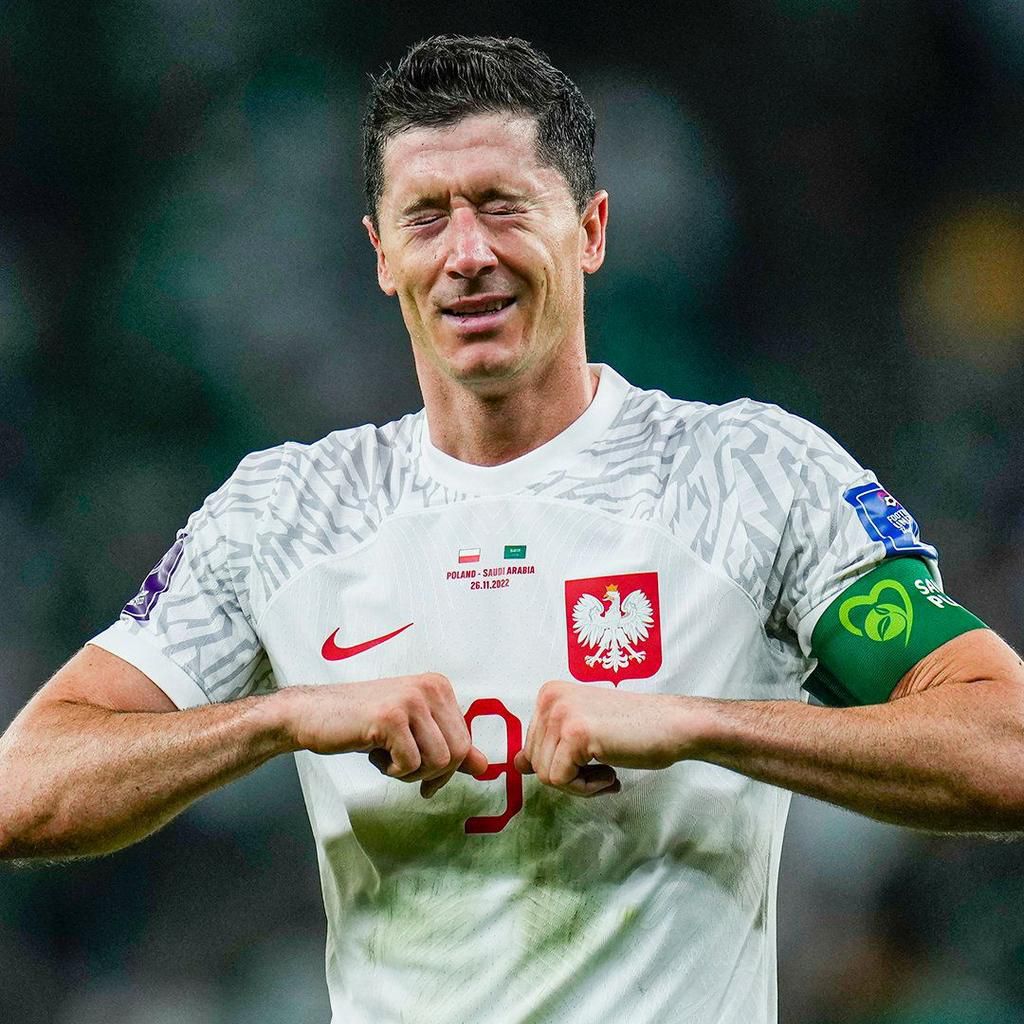 An emotional Lewandowski after he destroyed Saudi Arabia.