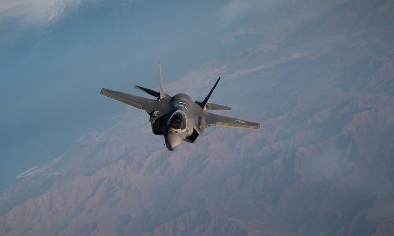A US Air Force F-35 Lightning II flies over the US Central Command area of responsibility, July 17, 2020.US Air Force photo by Airman 1st Class Duncan C. Bevan