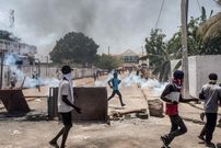 Manifestation à Ziguinchor, le 16 mai 2023, en faveur de l’opposant Ousmane Sonko MUHAMADOU BITTAYE - AFP