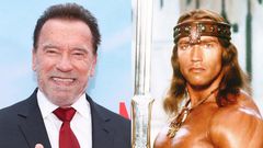 Arnold Schwarzenegger at the "FUBAR" premiere in Los Angeles, California, and as the lead in "Conan the Barbarian."Mark Von Holden/Variety via Getty Images)