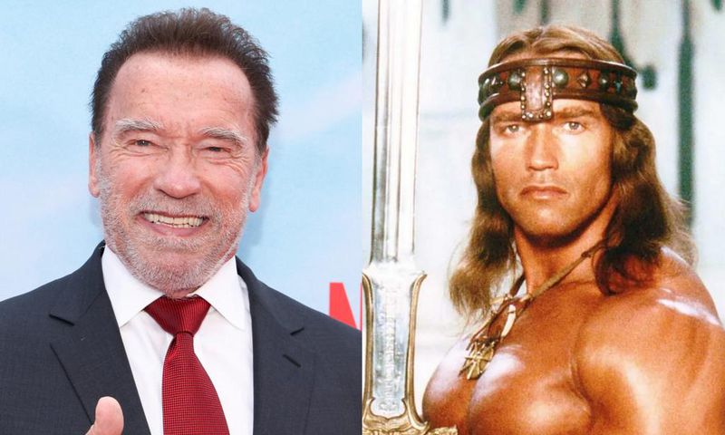 Arnold Schwarzenegger at the "FUBAR" premiere in Los Angeles, California, and as the lead in "Conan the Barbarian."Mark Von Holden/Variety via Getty Images)