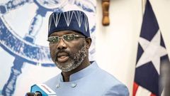Le président du Liberia, ici le 19 novembre 2021 à Monrovia, George Weah a admis sa défaite JOHN WESSELSAFP