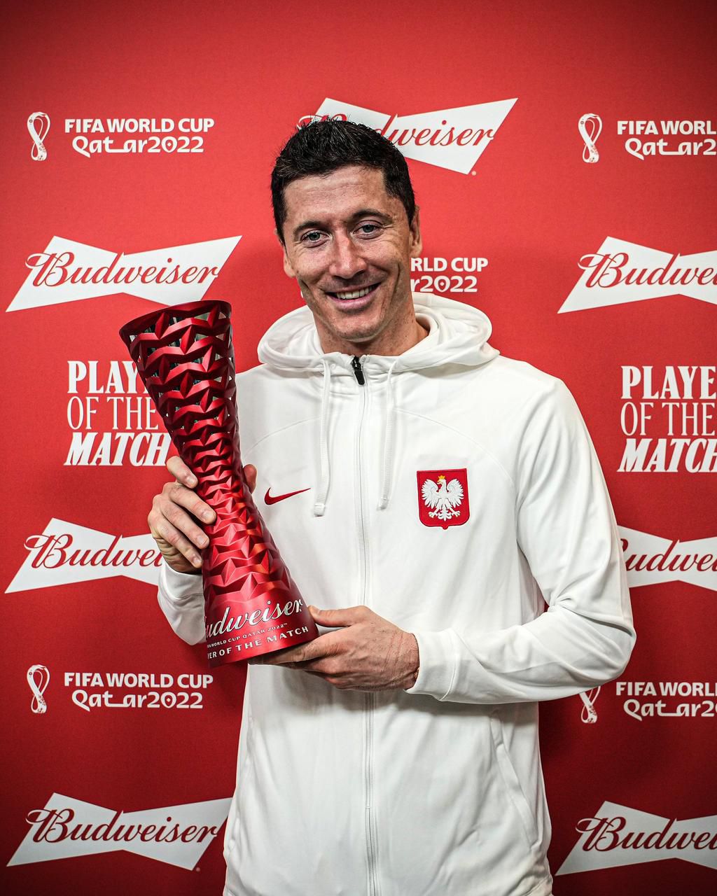 Lewandowski with his man of the match award.